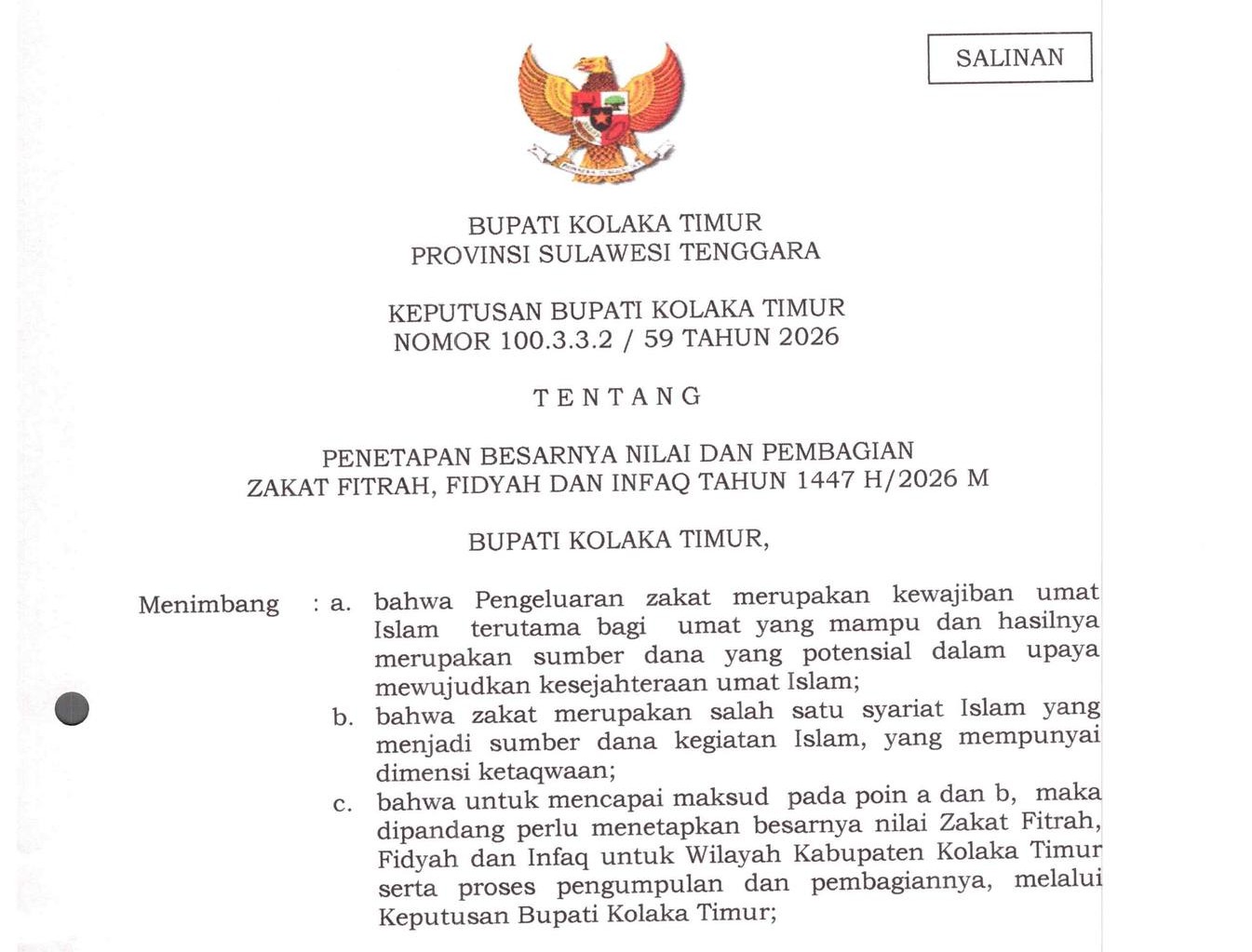 Besaran zakat fitrah